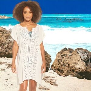 Kona Sol Medium Lace-Up Eyelet Swimsuit Cover-Up Dress, Never Been Worn, Pool